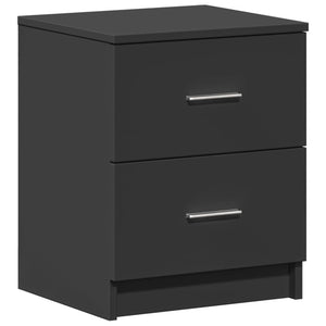 Κομοδίνα 2 τεμ. με 2 Συρτάρια Μαύρα 40x36x50 εκ. - Pakobazaar