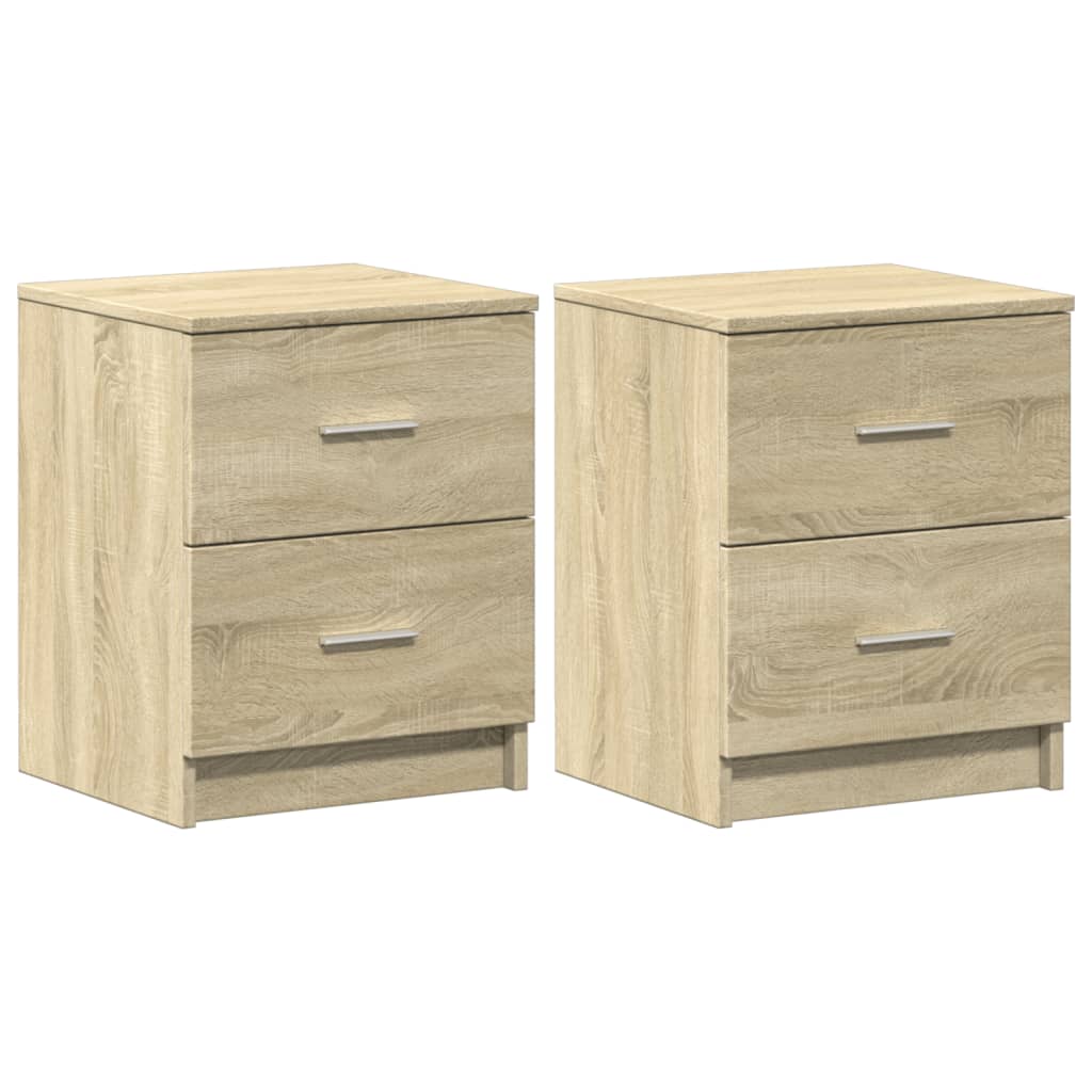 Κομοδίνα 2 τεμ. με 2 Συρτάρια, Χρώμα Sonoma Δρυς 40x36x50 εκ. - Pakobazaar