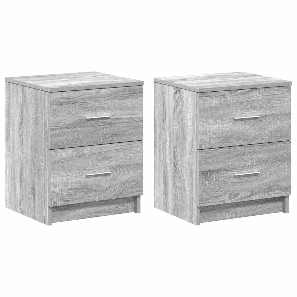 Κομοδίνα 2 τεμ. με 2 Συρτάρια Γκρι Sonoma 40x36x50 εκ. - Pakobazaar