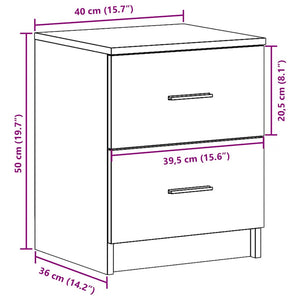 Κομοδίνο με 2 Συρτάρια σε Χρώμα Δρυς Artisan 40x36x50 εκ. - Pakobazaar