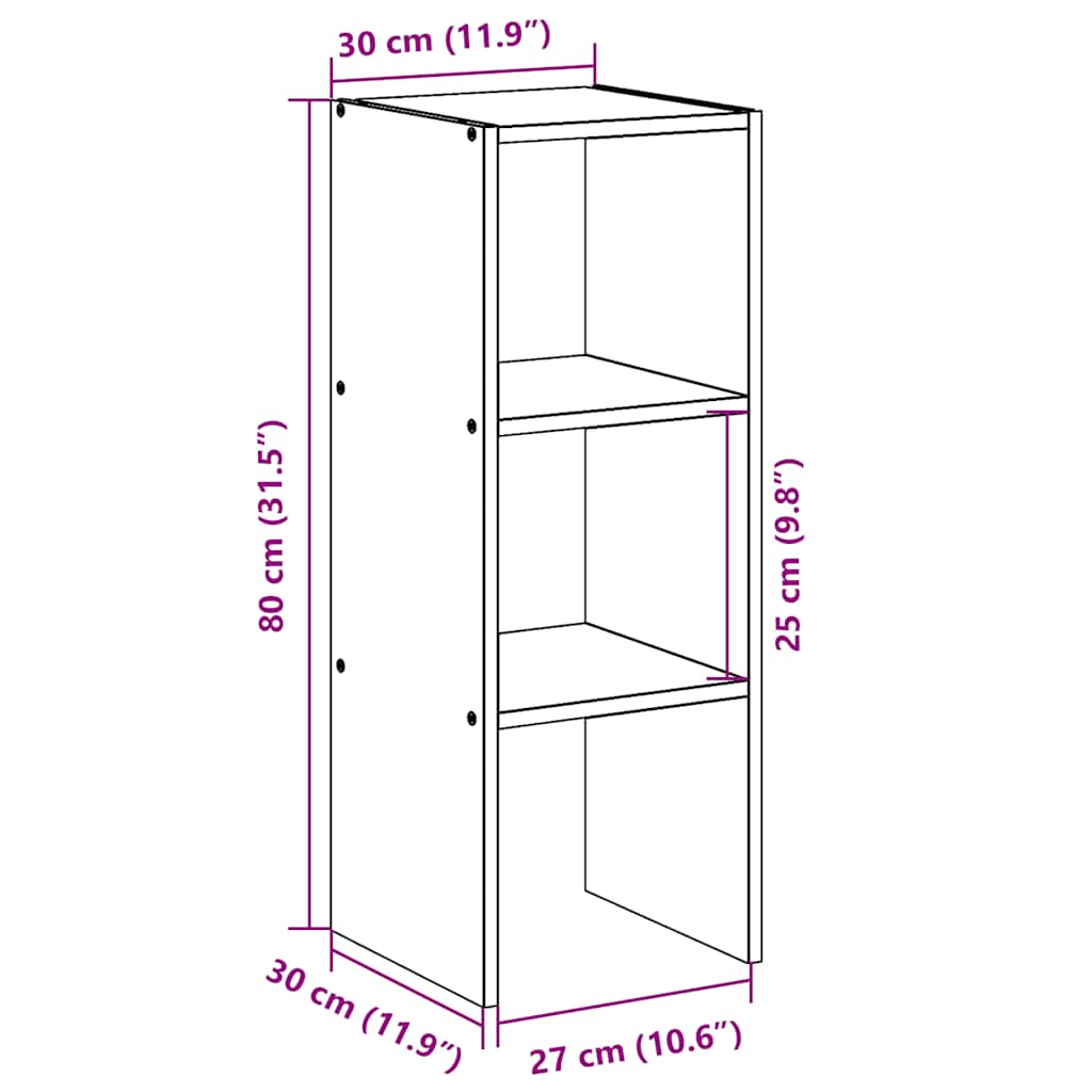 Βιβλιοθήκη στοιβαζόμενη Λευκό 30x30x80 cm Ξύλινη κατασκευή - Pakobazaar