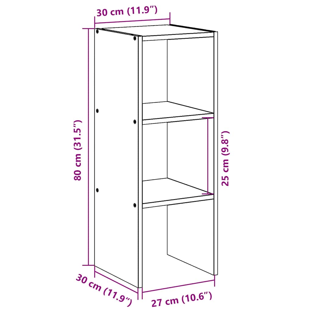 Βιβλιοθήκη Στοιβαζόμενα Καφέ Δρυς 30x30x80 εκ. Επεξ. Ξύλο