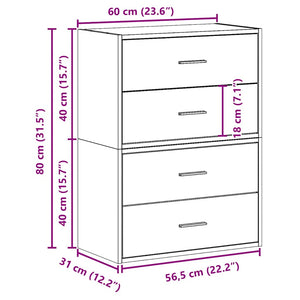Ντουλάπια με 4 συρτάρια 2 τεμάχια Λευκό 60x31x40 cm