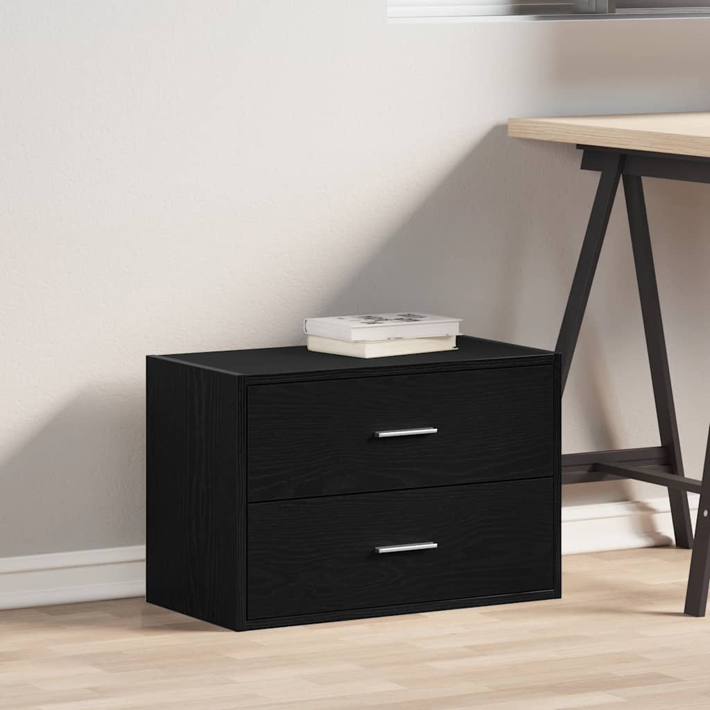 Ντουλάπι με 2 συρτάρια Μαύρη δρυς 60x31x40 cm Ξύλινη κατασκευή