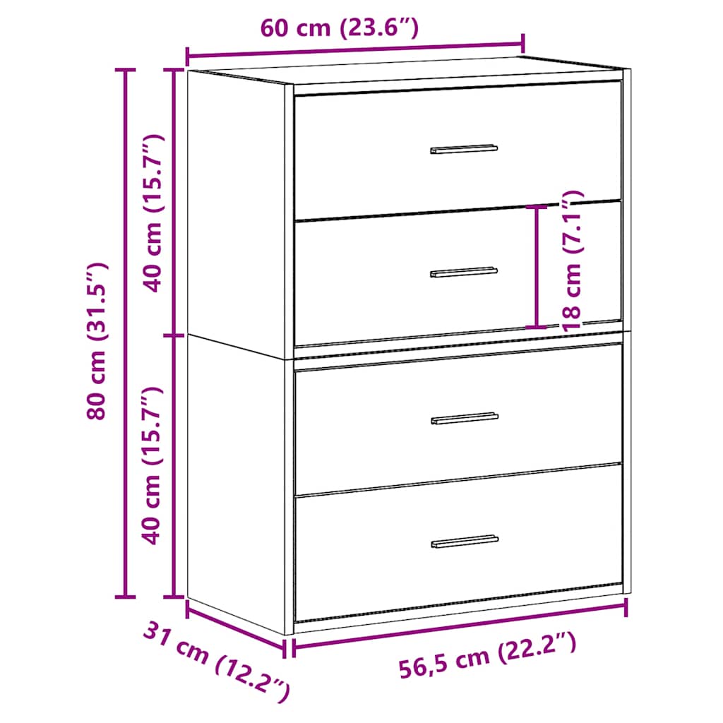 Ντουλάπια με 2 συρτάρια 2 τεμ. Sonoma Δρυς 60x31x40 εκ. - Pakobazaar