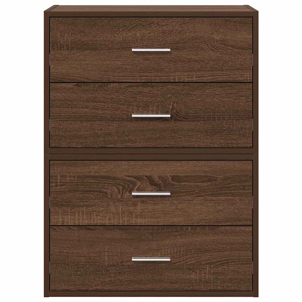 Ντουλάπια με 2 συρτάρια 2 τεμ. Καφέ Δρυς 60x31x40 εκ.