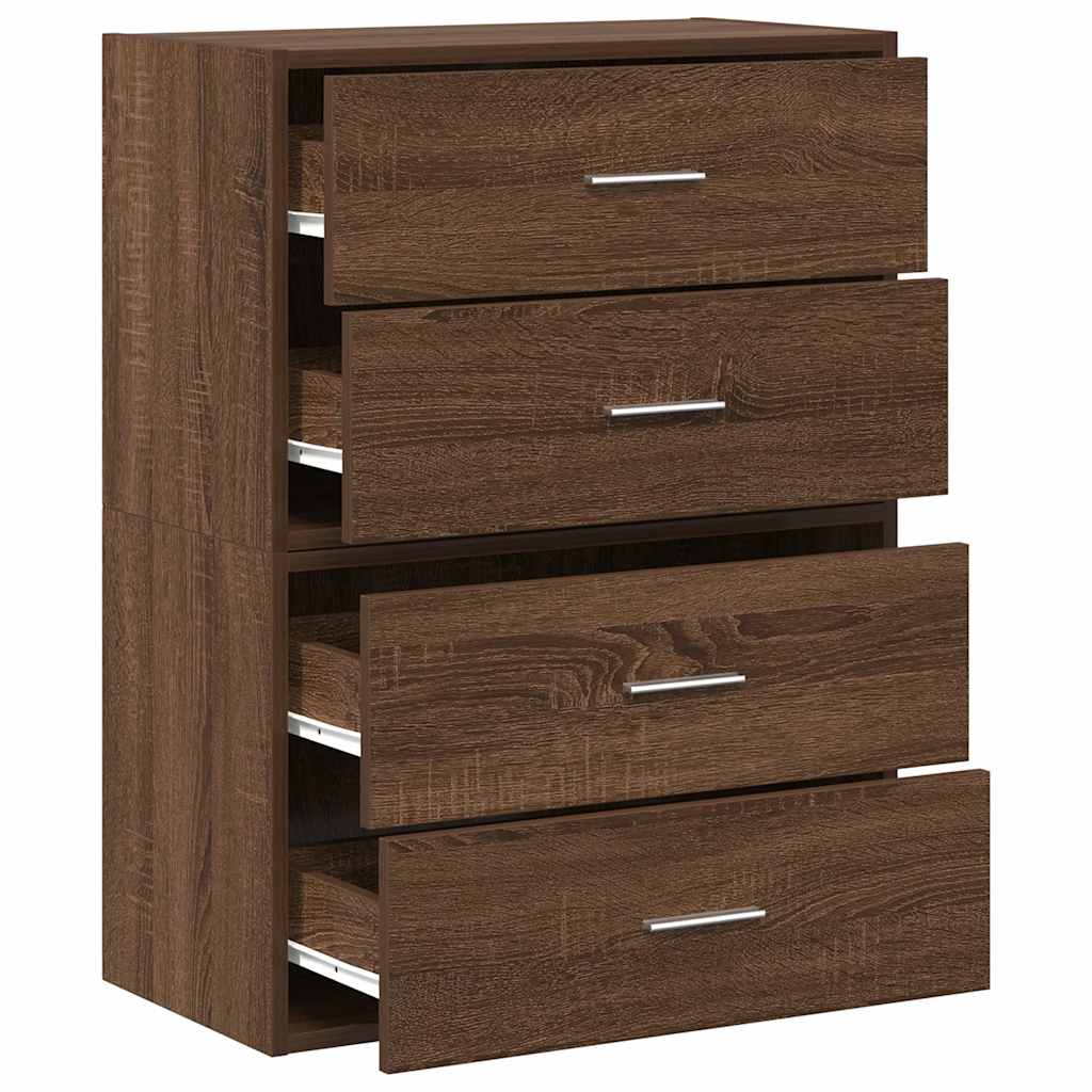 Ντουλάπια με 2 συρτάρια 2 τεμ. Καφέ Δρυς 60x31x40 εκ.