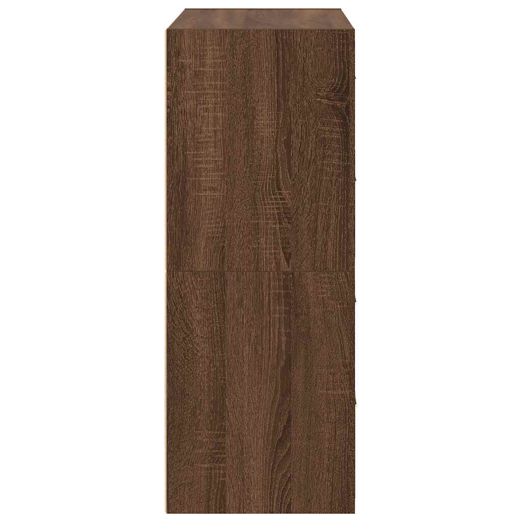 Ντουλάπια με 2 συρτάρια 2 τεμ. Καφέ Δρυς 60x31x40 εκ.