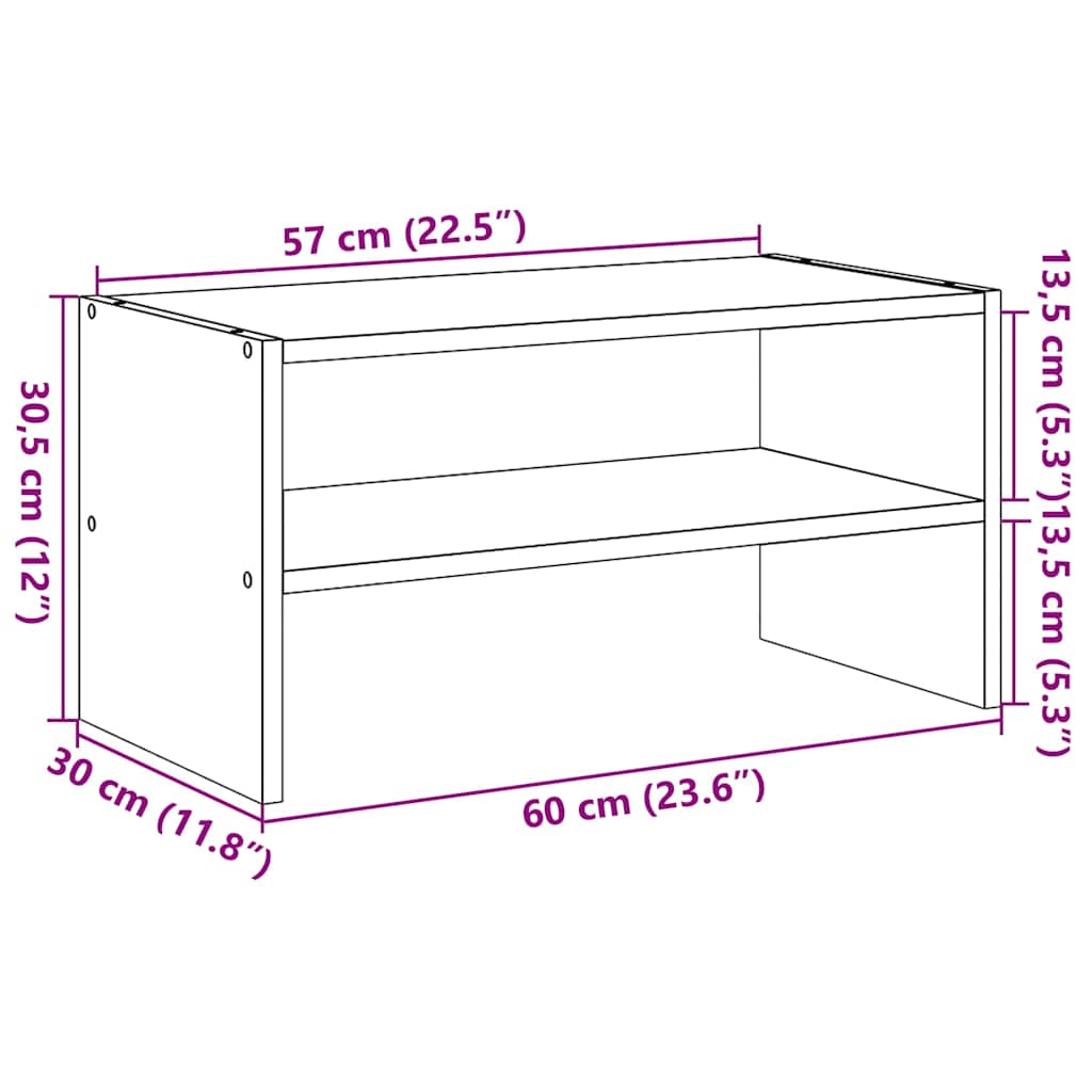 Ράφι παπουτσιών στοιβαζόμενο καφέ δρυς 60x30x30,5 cm