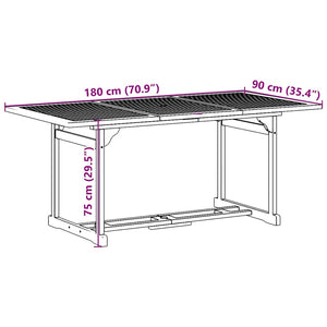 Σετ Τραπεζαρίας Κήπου 7 Τεμαχίων 180x90x75 εκ. Μασίφ Ακακία - Pakobazaar
