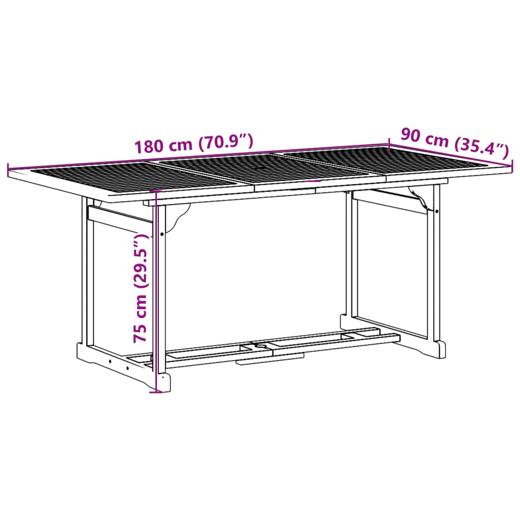 Σετ Τραπεζαρίας Κήπου 9 Τεμαχίων 180x90x75 εκ. Μασίφ Ακακία