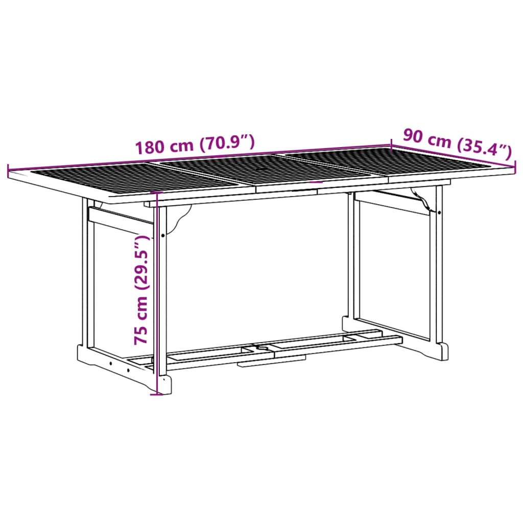 Σετ Τραπεζαρίας Κήπου 7 Τεμαχίων 180x90x75 εκ. Μασίφ Ακακία