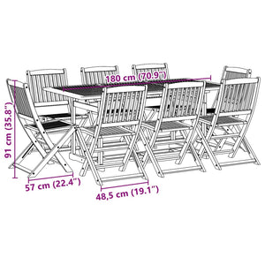 Σετ Τραπεζαρίας Κήπου 9 Τεμαχίων 180x90x75 εκ. Μασίφ Ακακία - Pakobazaar