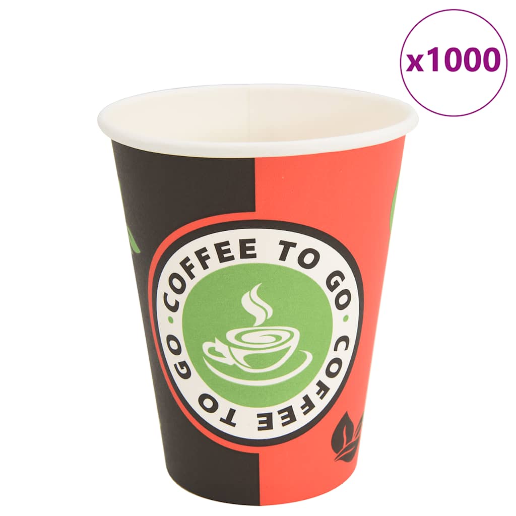 Χάρτινα κύπελλα καφέ 1000 τεμάχια 12oz 300ml Κόκκινο και μαύρο - Pakobazaar