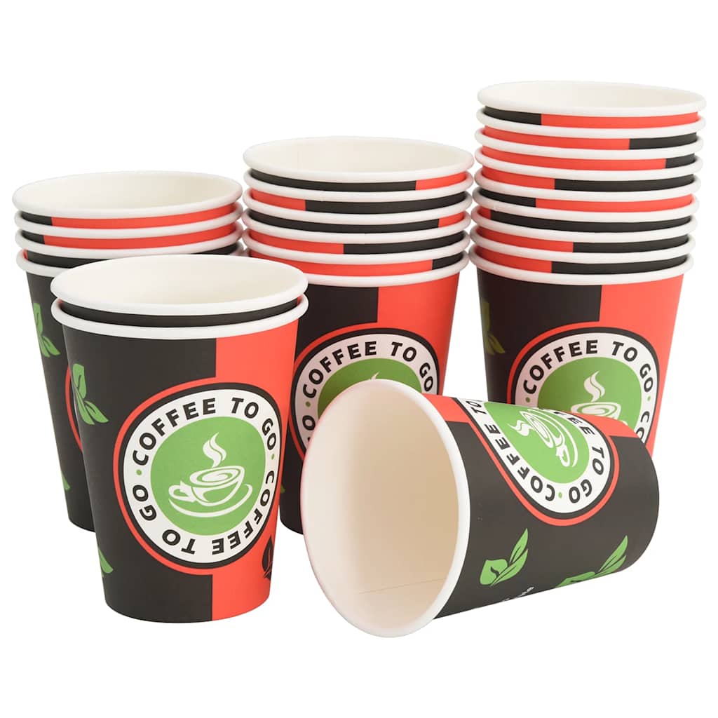 Χάρτινα κύπελλα καφέ 1000 τεμάχια 12oz 300ml Κόκκινο και μαύρο - Pakobazaar