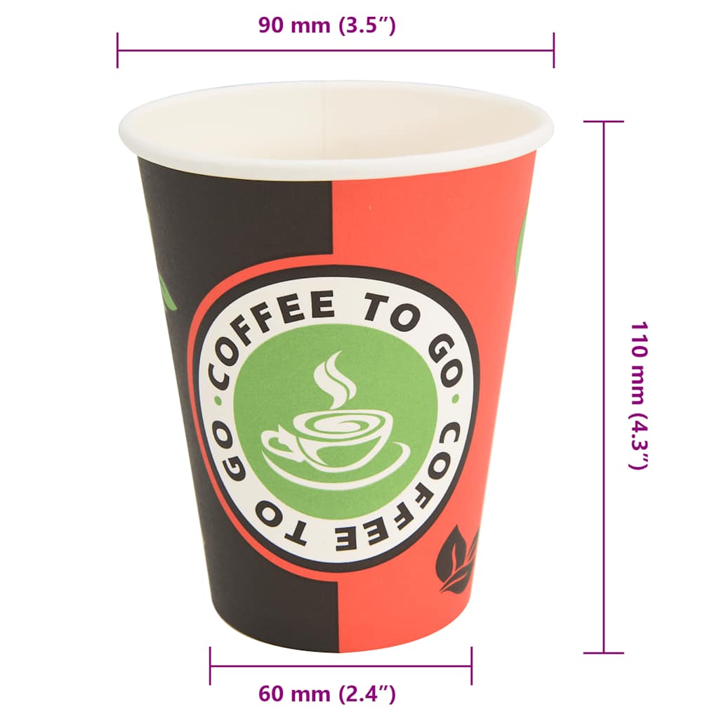 Χάρτινα κύπελλα καφέ 1000 τεμάχια 12oz 300ml Κόκκινο και μαύρο - Pakobazaar