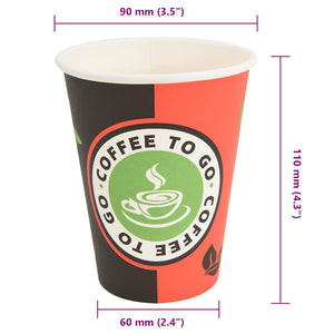 Χάρτινα κύπελλα καφέ 1000 τεμάχια 12oz 300ml Κόκκινο και μαύρο - Pakobazaar