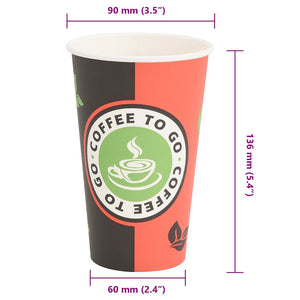Χάρτινα κύπελλα καφέ 1000 τεμάχια 16oz 400ml Κόκκινο και μαύρο - Pakobazaar