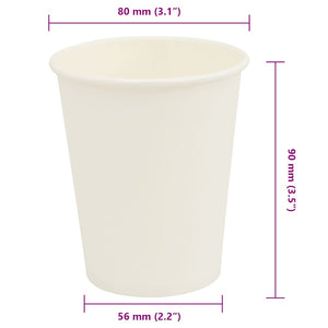 Χάρτινα κύπελλα καφέ 1000 τεμάχια 8oz 200ml Λευκό - Pakobazaar