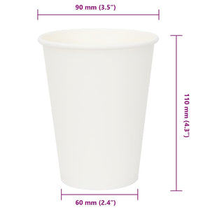 Χάρτινα κύπελλα καφέ 1000 τεμάχια 12oz 300ml Λευκό