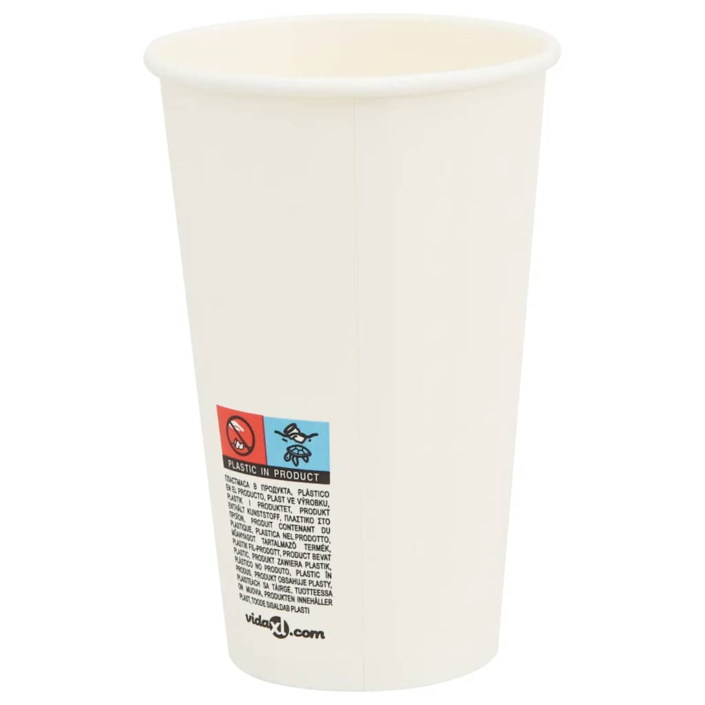 Χάρτινα κύπελλα καφέ 1000 τεμάχια 16oz 400ml Λευκό - Pakobazaar
