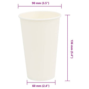 Χάρτινα κύπελλα καφέ 1000 τεμάχια 16oz 400ml Λευκό - Pakobazaar