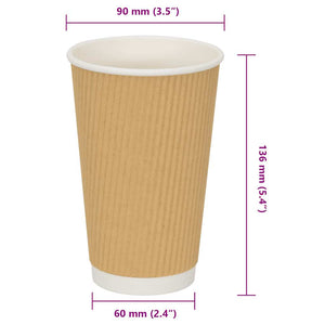 Χάρτινα ποτήρια καφέ 500 τεμάχια 16oz 400ml καφέ - Pakobazaar