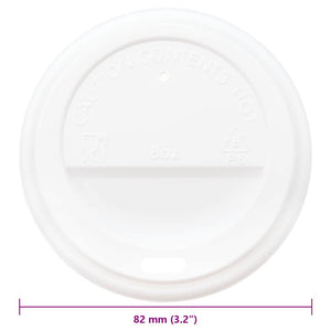Χάρτινα καπάκια καφέ Ø80 mm 8oz 1000 τεμάχια Λευκό πλαστικό