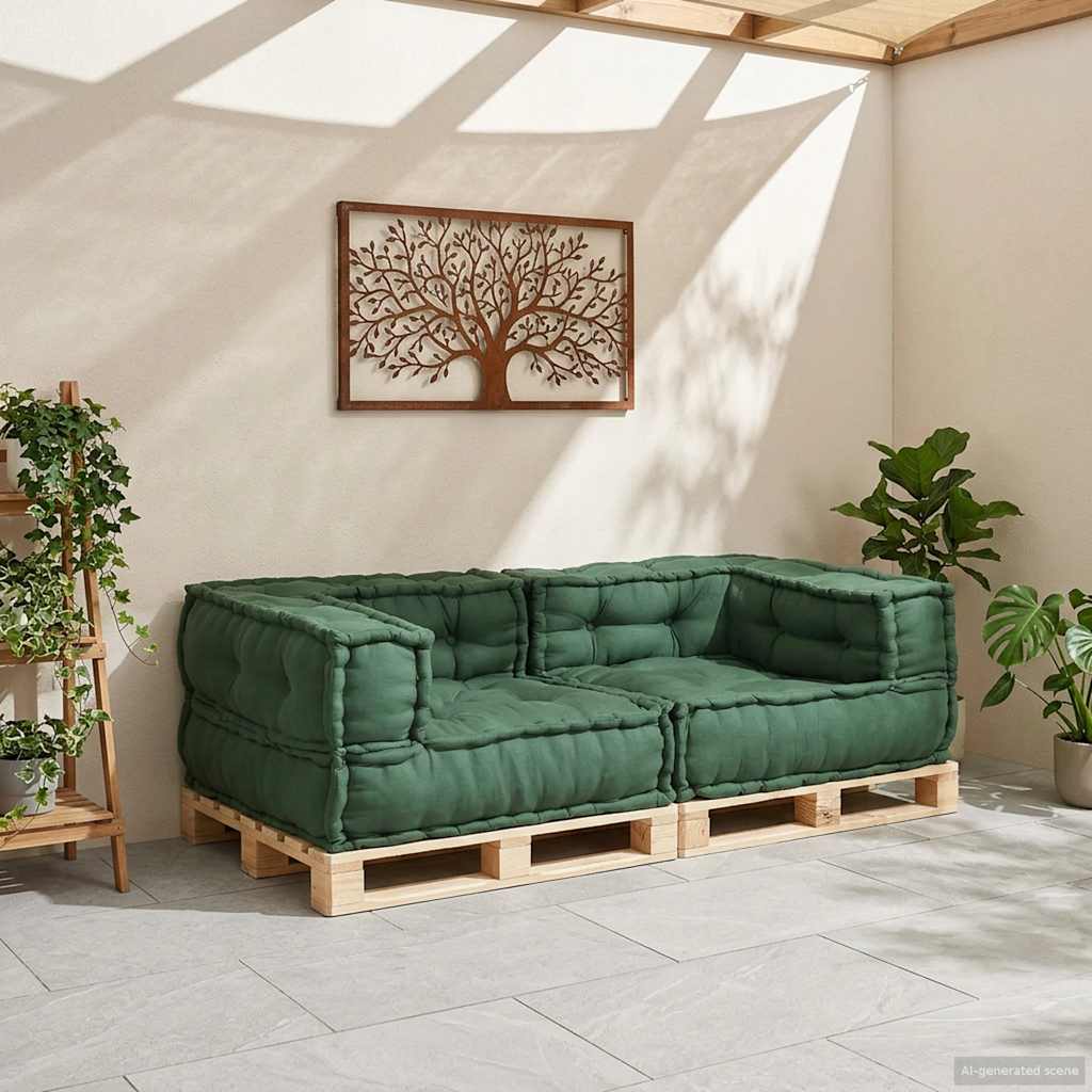 Διθέσιος Μοντέρνος Καναπές Πράσινος 140x70x36 Υφασμάτινος - Pakobazaar
