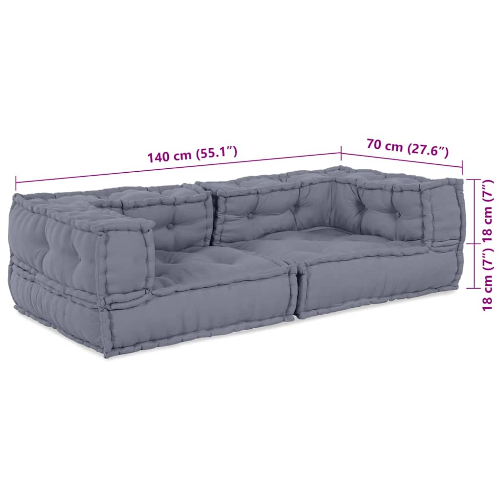 Μονάδα Μοντέρνου Καναπέ 3 pcs Γκρι 140 x 70 x 36 εκ Ύφασμα - Pakobazaar