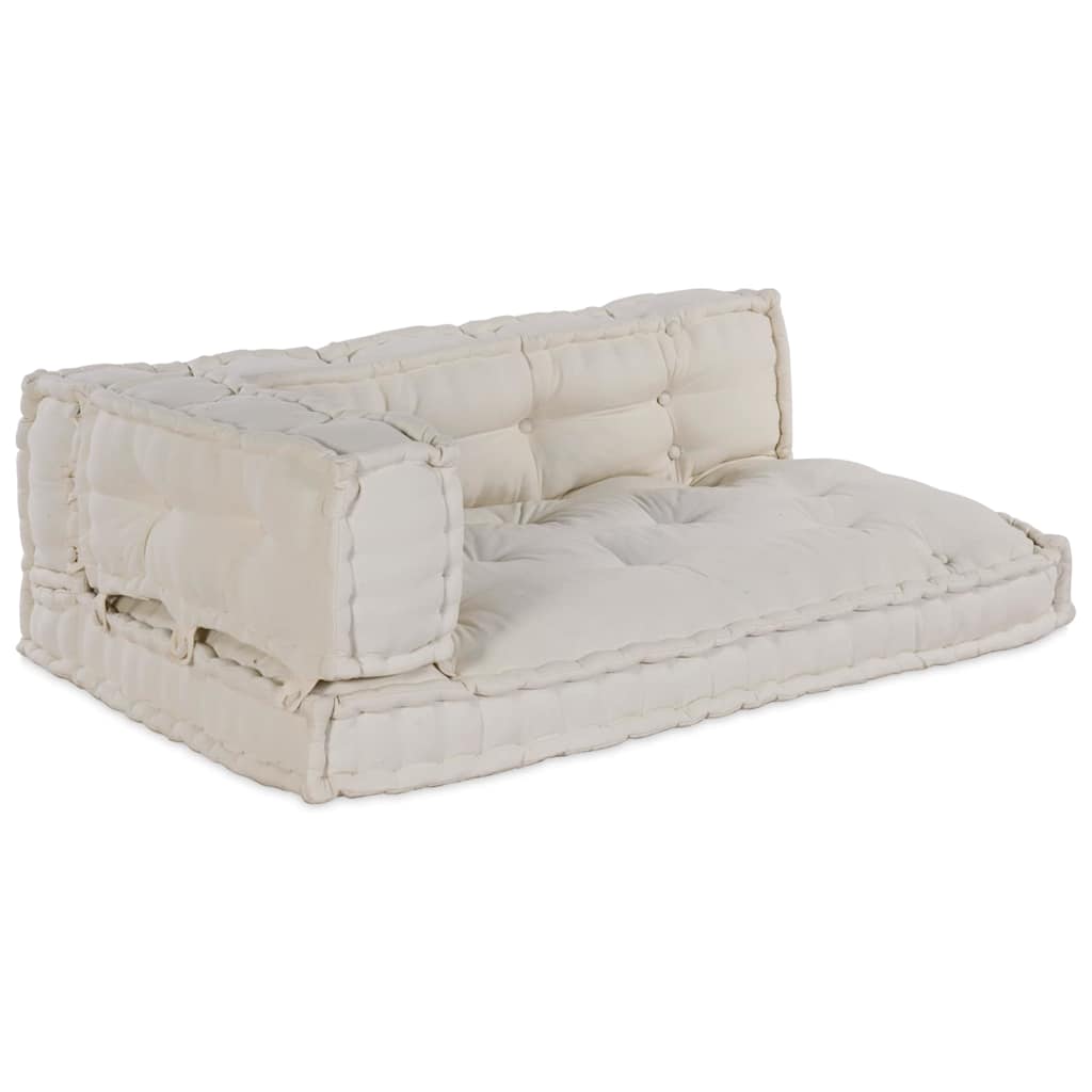 Μαξιλάρι για καναπέ παλέτας 3 pcs Κρεμ 120 x 80 x 34 εκ. Ύφασμα - Pakobazaar