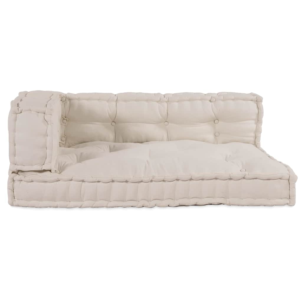 Μαξιλάρι για καναπέ παλέτας 3 pcs Κρεμ 120 x 80 x 34 εκ. Ύφασμα - Pakobazaar