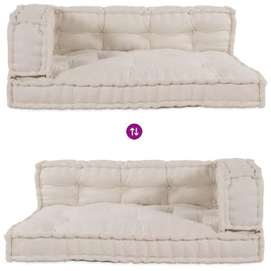 Μαξιλάρι για καναπέ παλέτας 3 pcs Κρεμ 120 x 80 x 34 εκ. Ύφασμα - Pakobazaar