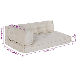 Μαξιλάρι για καναπέ παλέτας 3 pcs Κρεμ 120 x 80 x 34 εκ. Ύφασμα - Pakobazaar