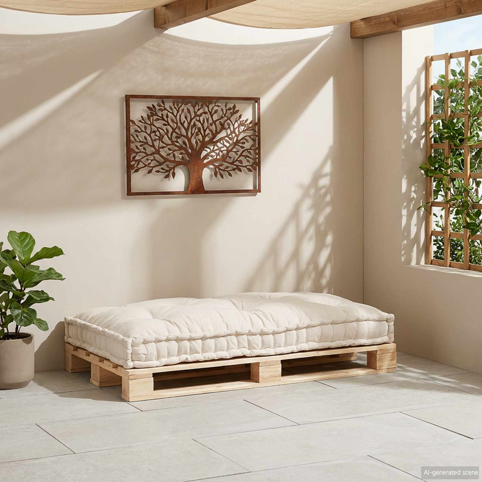 Μαξιλάρι για καναπέ παλέτας Κρεμ 120 x 80 x 12 cm Ύφασμα