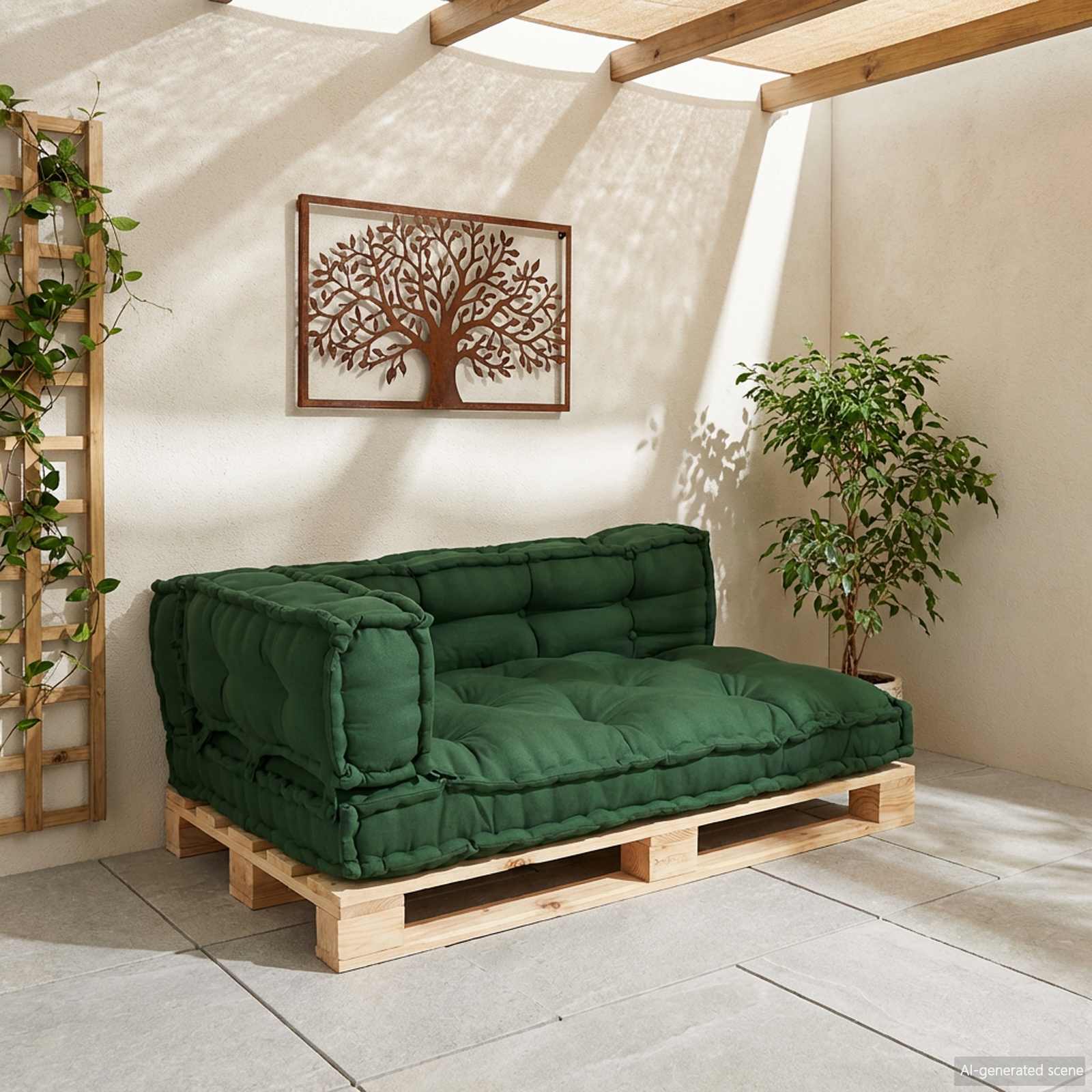 Μαξιλάρι για καναπέ παλέτας 3 pcs Πράσινο 120 x 80 x 38 εκ. - Pakobazaar