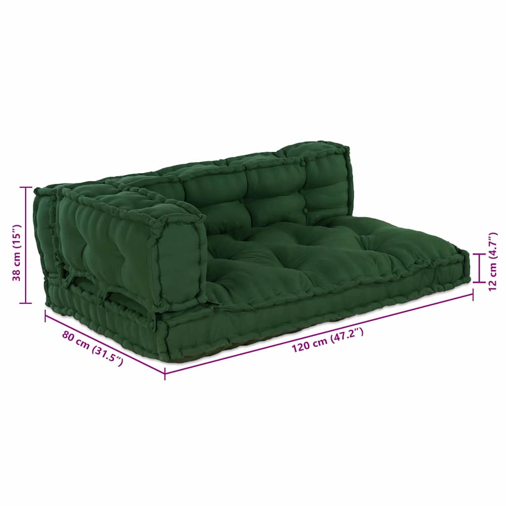 Μαξιλάρι για καναπέ παλέτας 3 pcs Πράσινο 120 x 80 x 38 εκ. - Pakobazaar