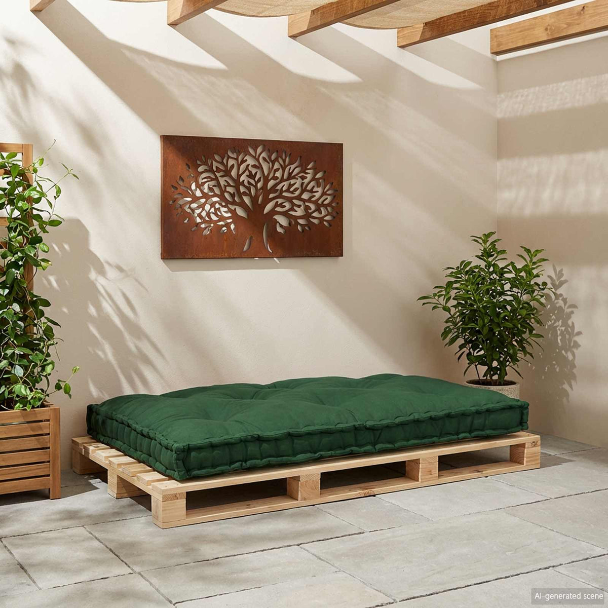Μαξιλάρι για καναπέ παλέτας Πράσινο 120 x 80 x 12 cm Ύφασμα - Pakobazaar