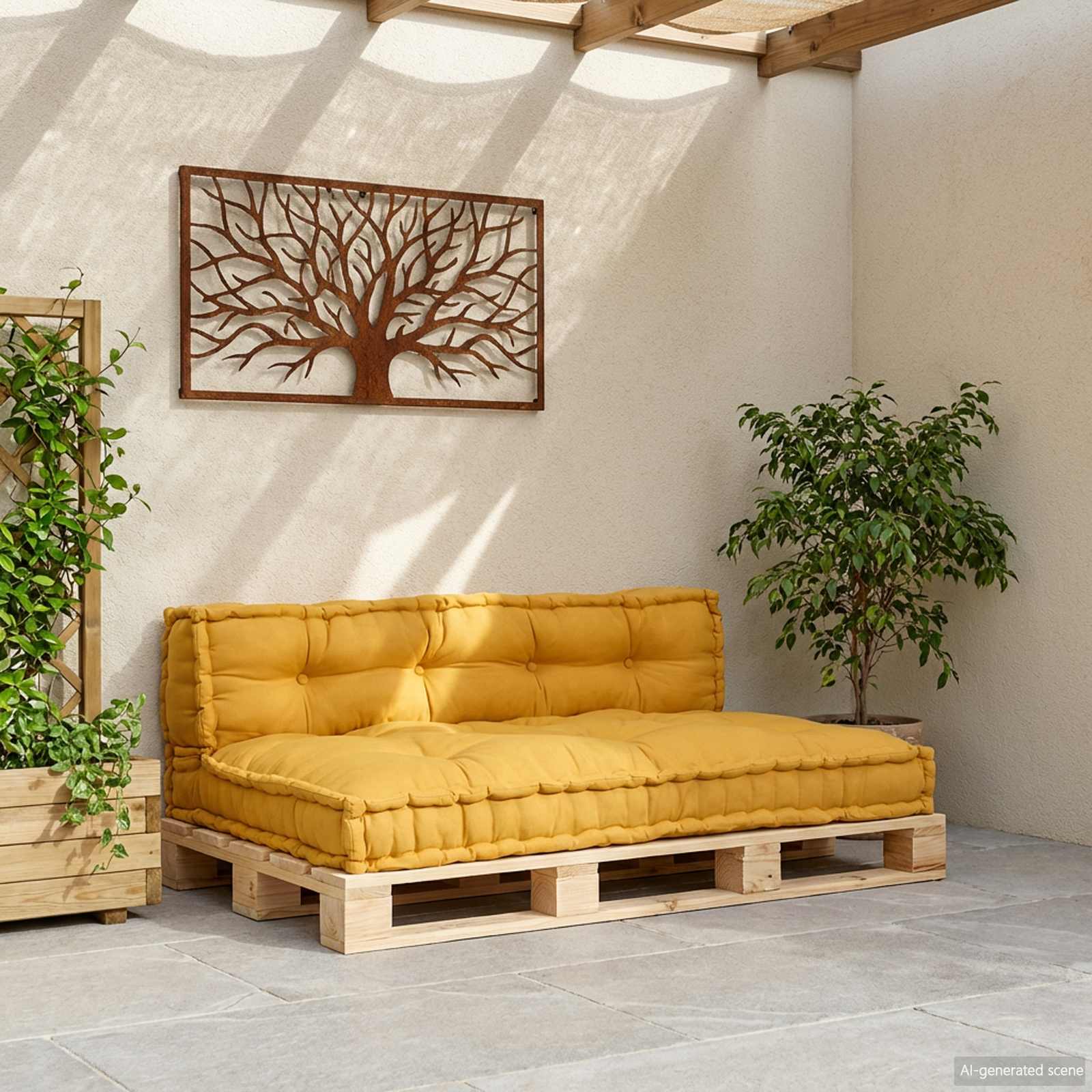 Μαξιλάρι για καναπέ παλέτας 2 pcs Κίτρινο 120 x 80 x 38 εκ.
