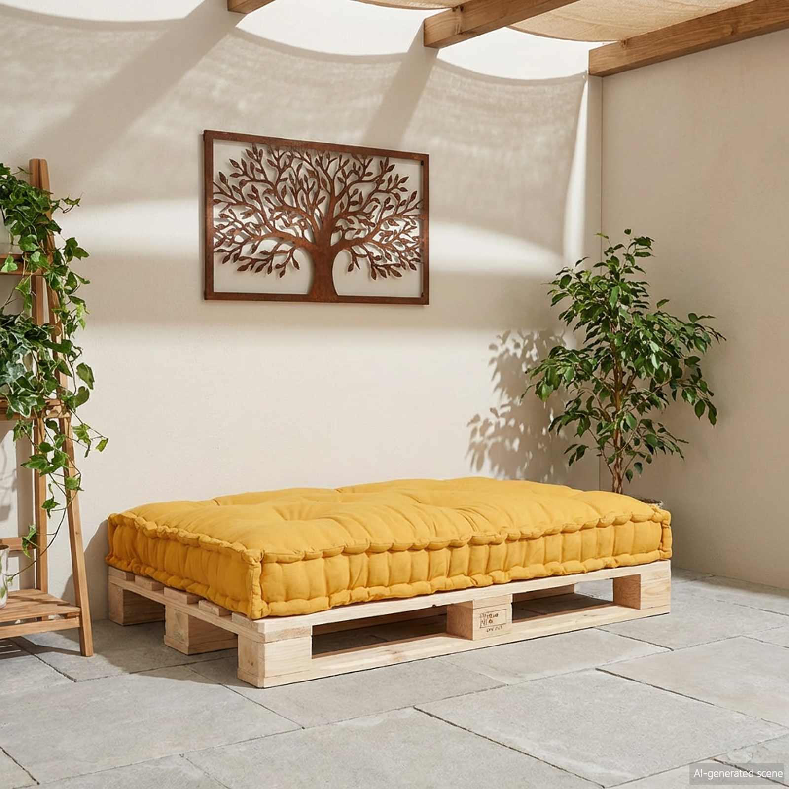 Μαξιλάρι για καναπέ παλέτας Κίτρινο 120 x 80 x 12 cm Ύφασμα - Pakobazaar