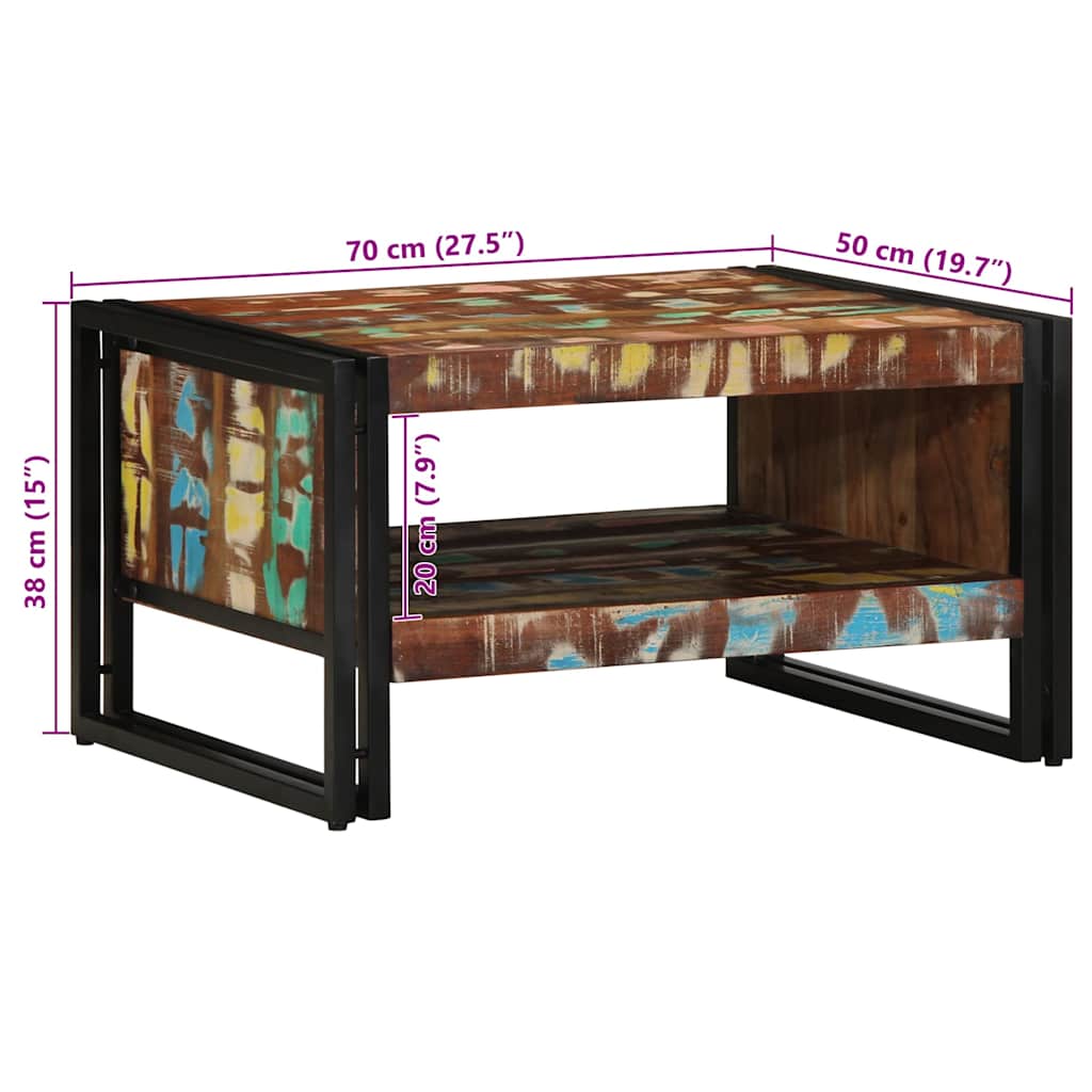 Τραπεζάκι σαλονιού πολύχρωμο 70x50x38cm Ξύλο μασίφ αναγεννημένο - Pakobazaar