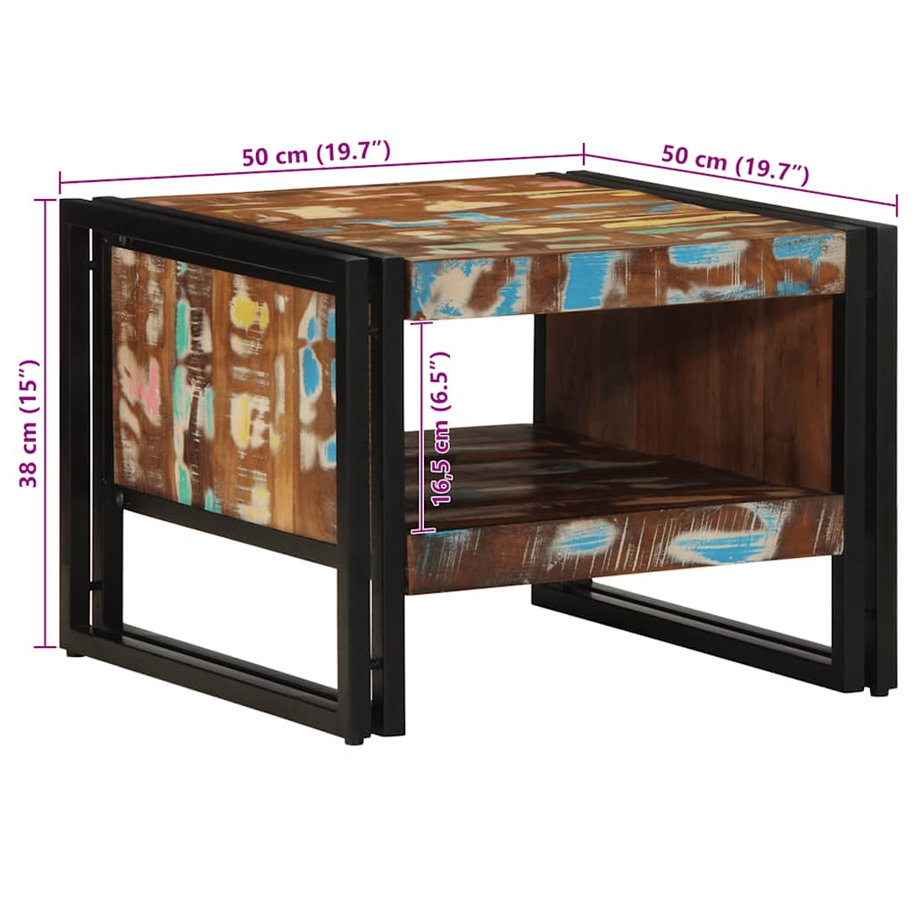 Τραπεζάκι σαλονιού πολύχρωμο 50x50x38cm Ξύλο μασίφ αναγεννημένο - Pakobazaar