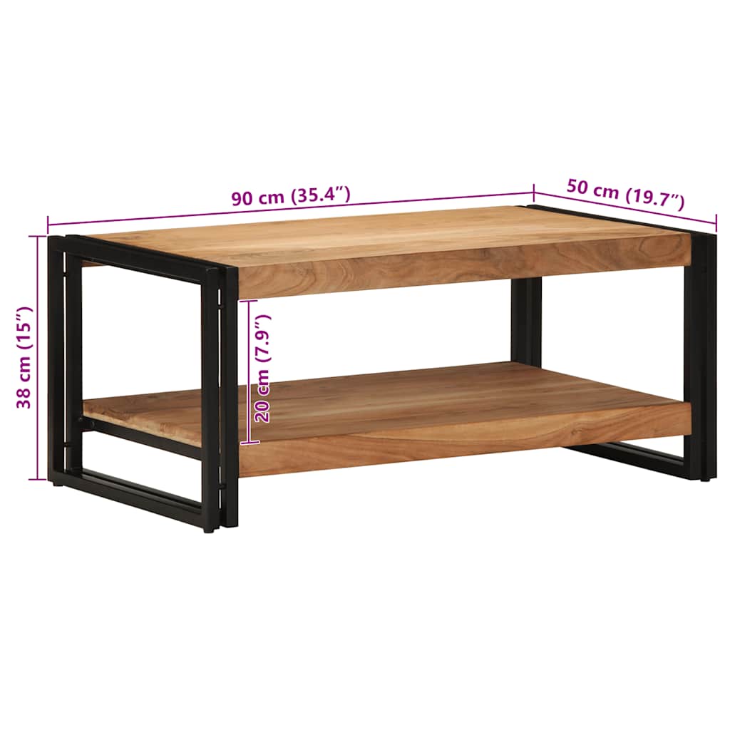 Τραπεζάκι σαλονιού 90x50x38 cm μασίφ ξύλο ακακίας