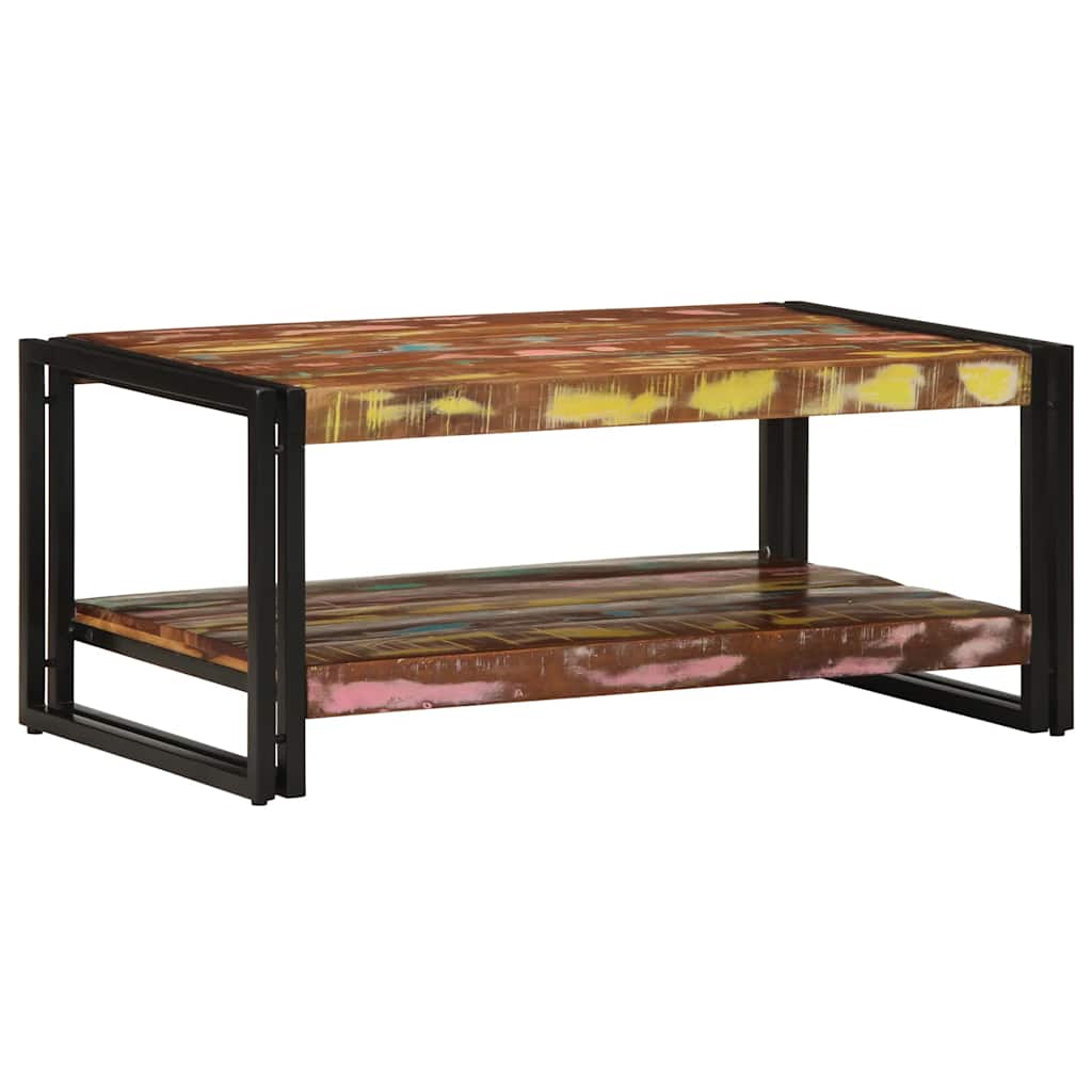 Τραπεζάκι σαλονιού πολύχρωμο 90x50x38cm Ξύλο μασίφ αναγεννημένο