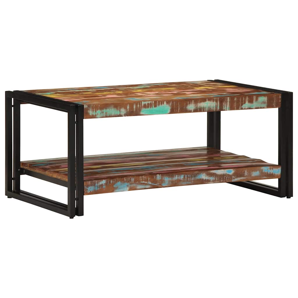 Τραπεζάκι σαλονιού πολύχρωμο 90x50x38cm Ξύλο μασίφ αναγεννημένο