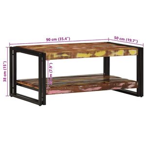 Τραπεζάκι σαλονιού πολύχρωμο 90x50x38cm Ξύλο μασίφ αναγεννημένο