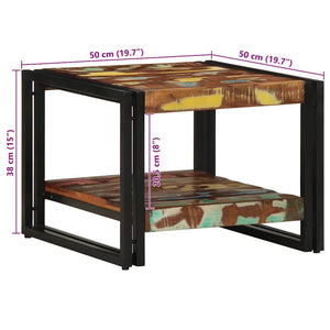 Τραπεζάκι σαλονιού πολύχρωμο 50x50x38cm Ξύλο μασίφ αναγεννημένο