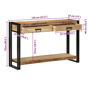 Τραπέζι κονσόλας Καφέ 120 x 33 x 75 εκ Στερεό ξύλο μάνγκο - Pakobazaar