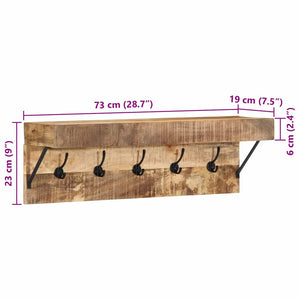Κρεμάστρα Επιτοίχιο Καφέ 73 x 19 x 23 εκ. Μασίφ ξύλο μάνγκο - Pakobazaar