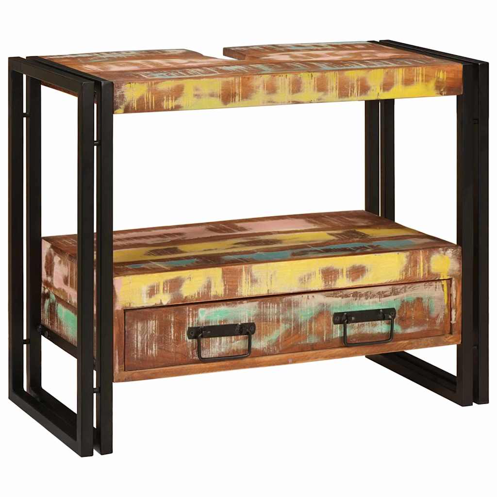 Ντουλάπι νιπτήρα με συρτάρι Πολύχρωμο Στερεό Ανακτηθέν Ξύλο